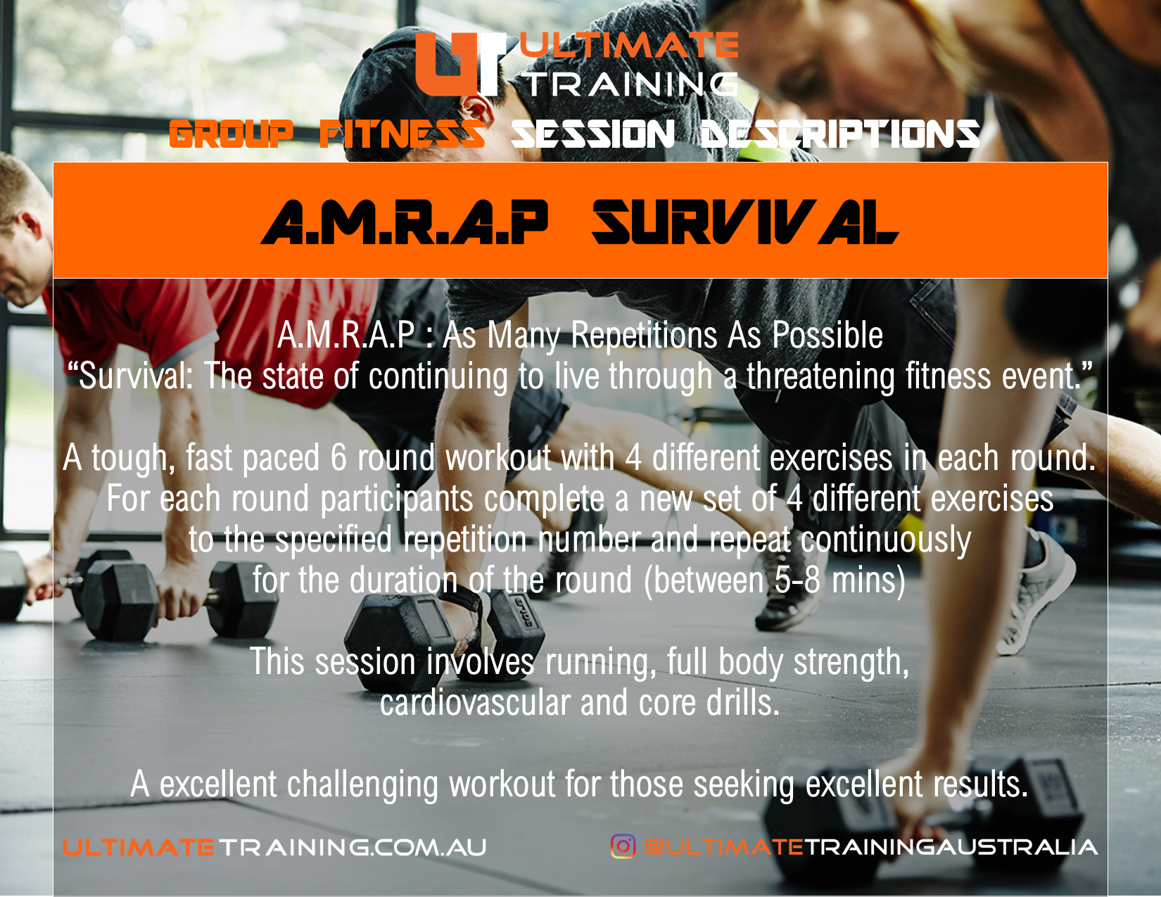 Ultimate Training Group Fitness AMRAP Survival Session Details